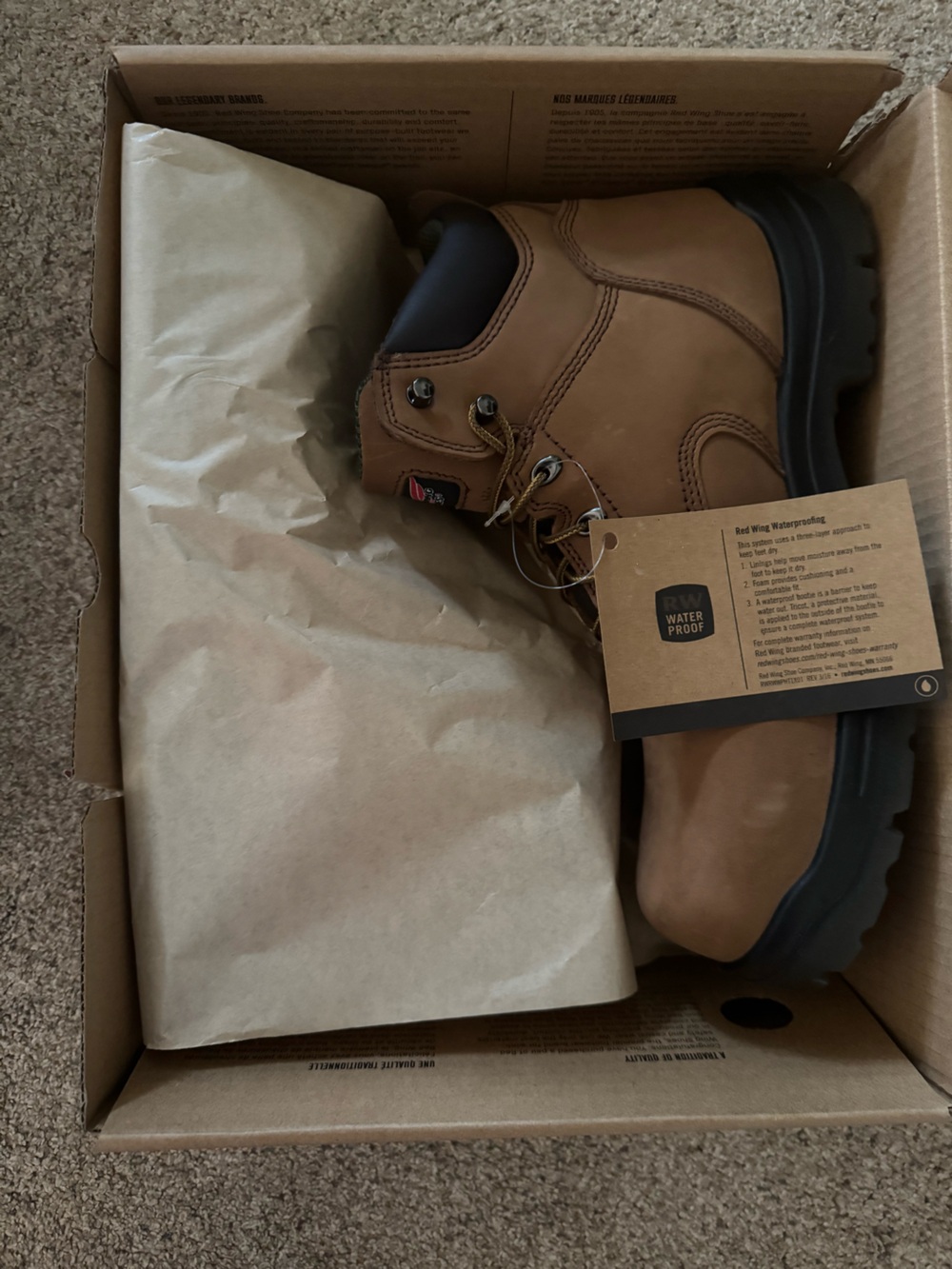 Red Wing Shoes Brown Lace-Up Waterproof Work Boots